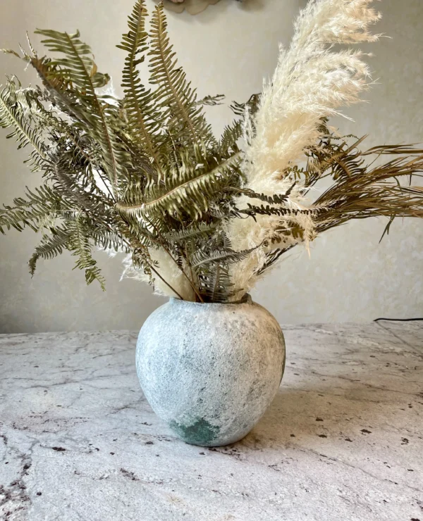 White and Green Oval Potted Plant