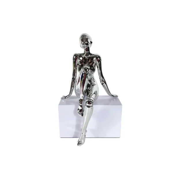 Electroplated Metal Sitting Woman Sculpture