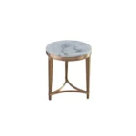 Glam Gold Round Marble Side Table With Three Leg