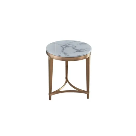 Glam Gold Round Marble Side Table With Three Leg