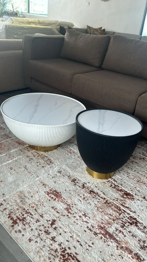 Luxury Dual Round Leather Coffee Table