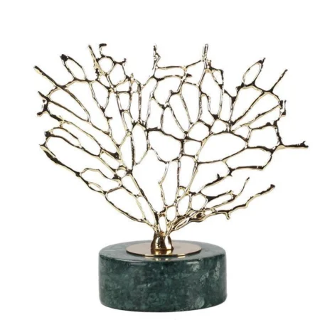 Small Golden Tree With Green Marble Base