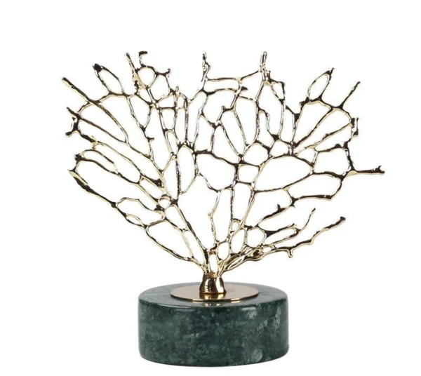 Small Golden Tree With Green Marble Base