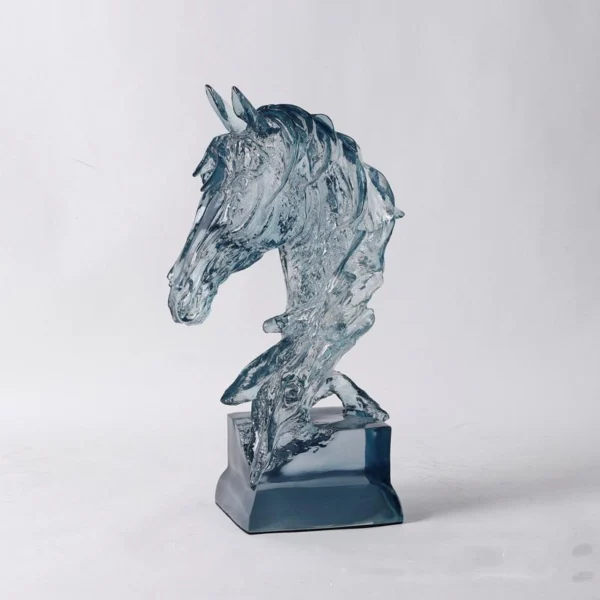 Transparent Resin Horse Head Statue Tabletop Decor