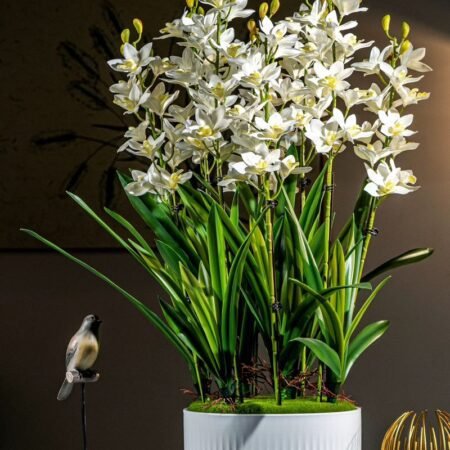 Artificial Cambria Orchid House Plant In White