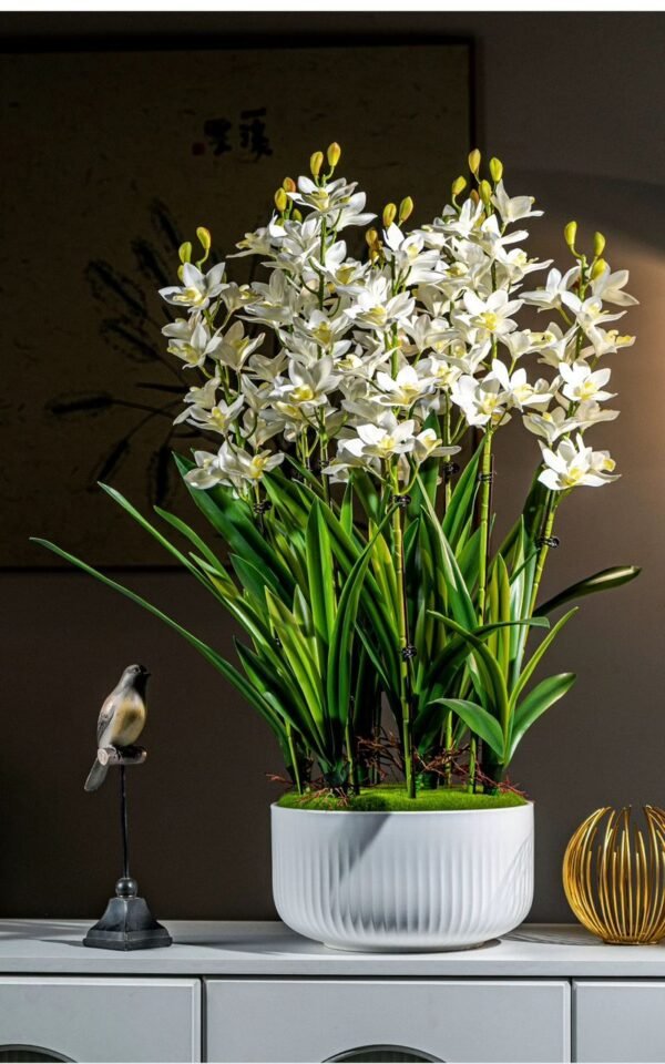 Artificial Cambria Orchid House Plant In White