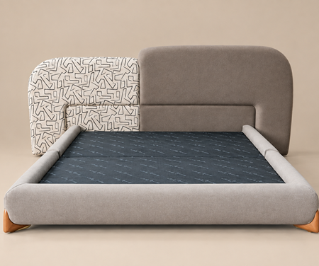 Modern Two-Tone Upholstered Platform Bed