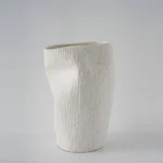 White Luxury Textured Wonky Vase
