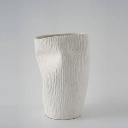 White Luxury Textured Wonky Vase