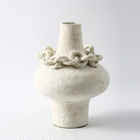 White Luxury Chain Styled Ceramic Vase